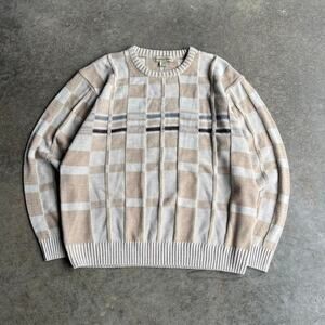 vintage 200s‎ checkered chunky knit sweater